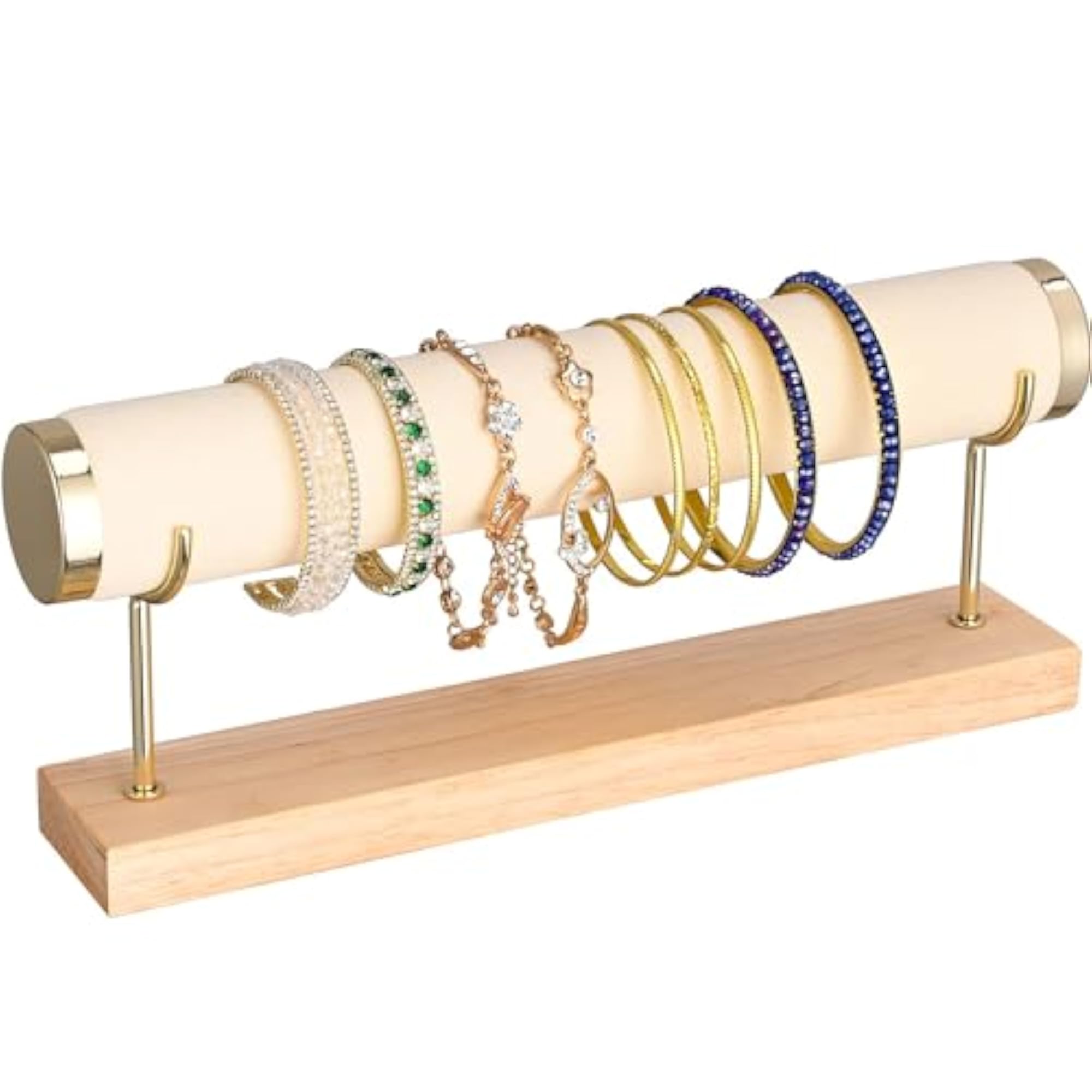 Gold Bracelet Holder Display Stand with Wooden Base